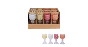 Tealight holder tulip 4 assorted h15cm