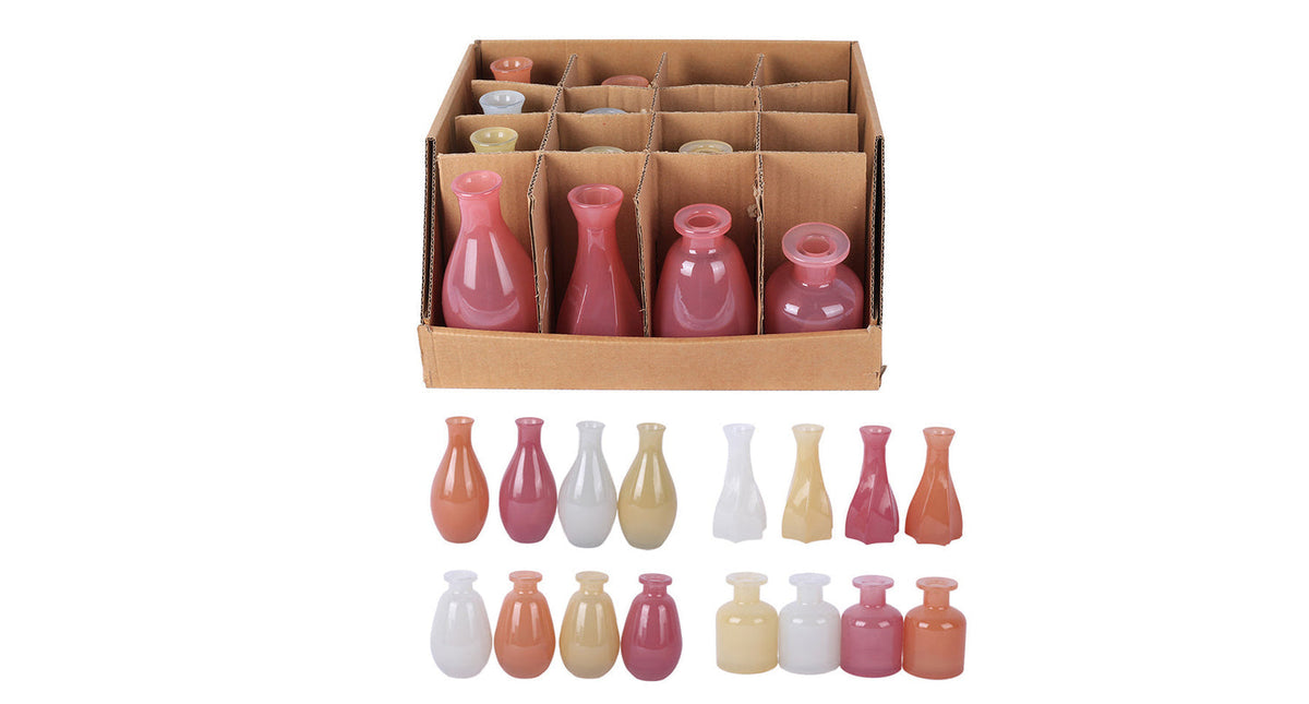 Vase glass john 16 assorted d7 h15cm