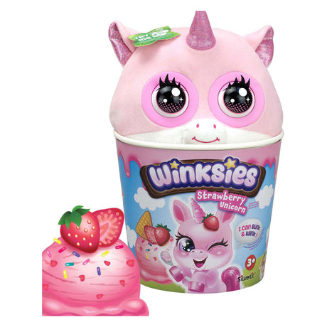 Silverlit Winksies Erdbeer-Einhorn – interaktives Kuscheltier im Eisbecher
