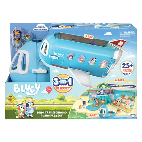 Moose Toys blaues 3-in-1-Flugzeug mit 2 Spielfiguren