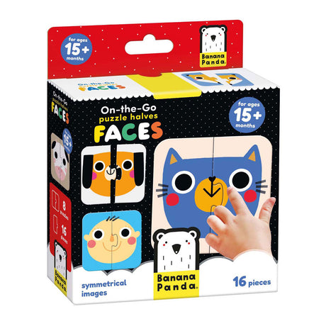 Bananenpanda-Puzzle für unterwegs, halbe Gesichter ab 15 m.