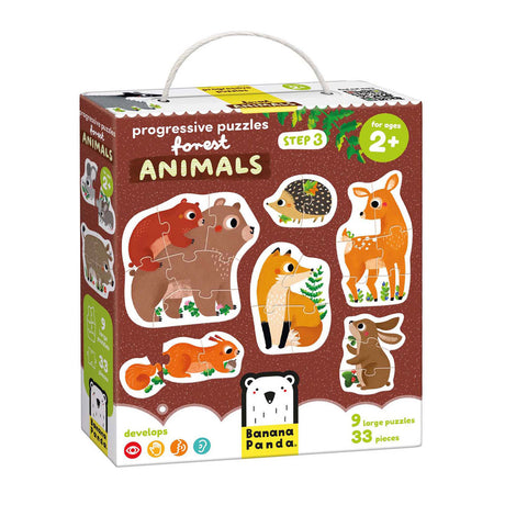 Bananenpanda - Aufsteigende Puzzles Waldtiere - 33 Teile.