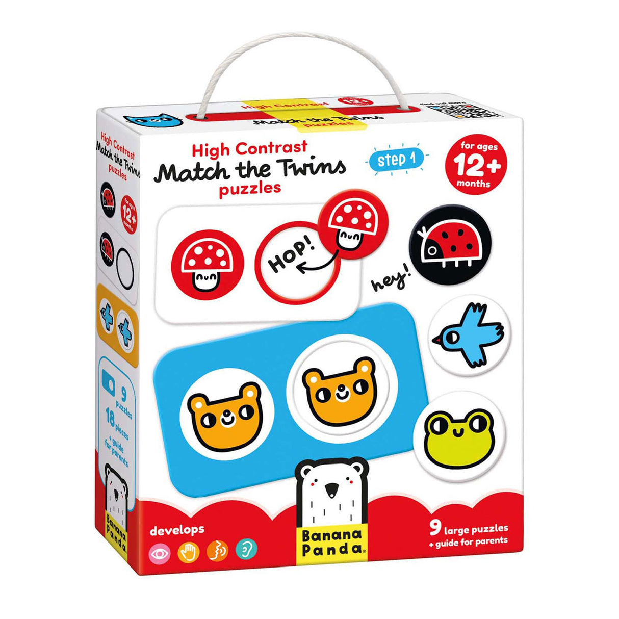 Bananenpanda – kontrastreiches Puzzle „Finde die Zwillinge“ – 8 Teile.