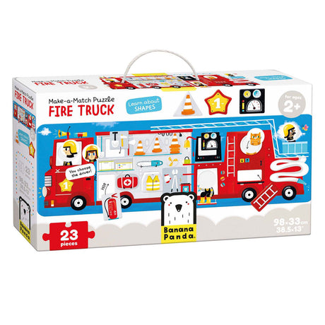 Bananenpanda - Passen Sie das Puzzle an ein Feuerwehrauto an - 23 Teile.