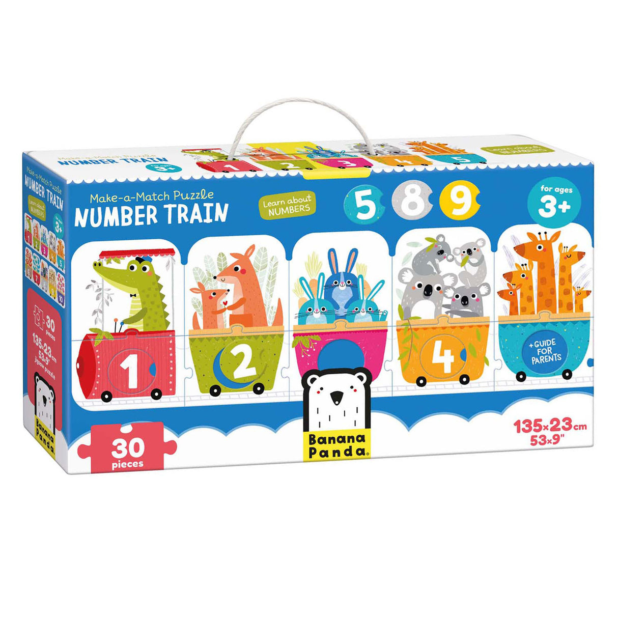 Bananenpanda – Puzzle mit passender Zahlenreihe – 30 Teile.