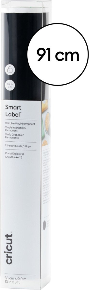 Cricut • Smart Label, permanent beschreibbares Vinyl, 91 x 33 cm, schwarz