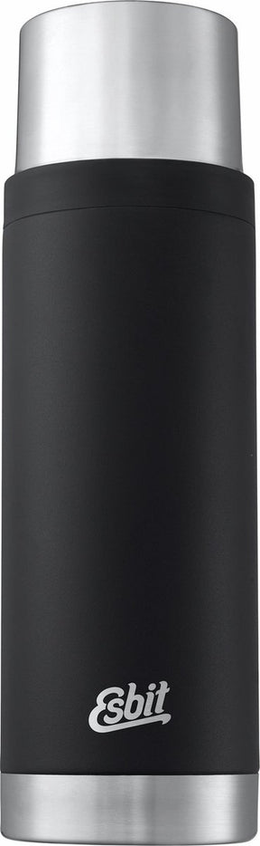 Esbit sculptor thermosfles - 1l - mat zwart - rvs - 2 bekers - lekvrij
