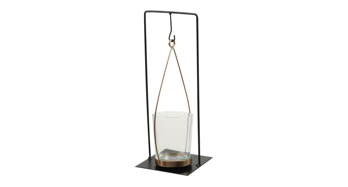 Pc. 1 metal candle holder black gold 8x8x21 cm