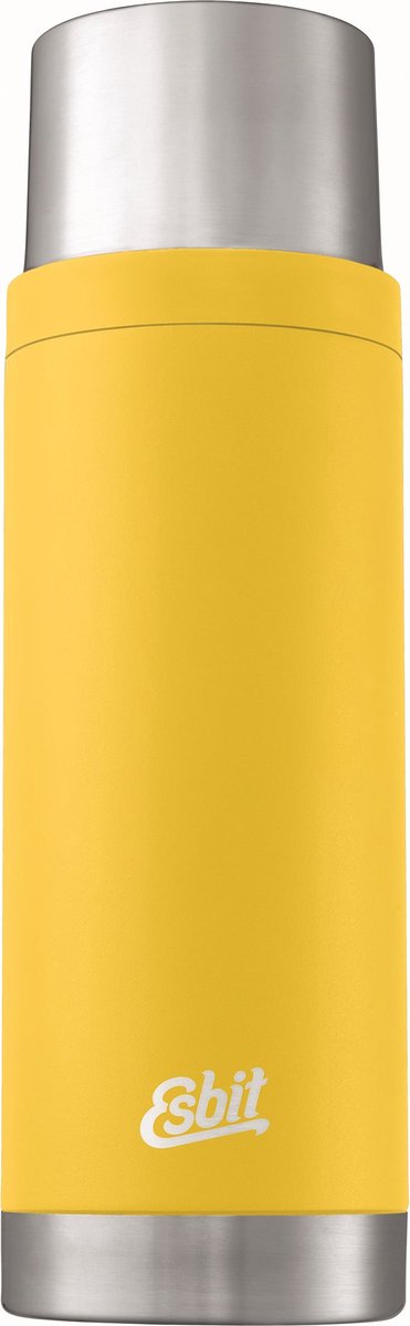 Esbit Bildhauer-Thermosflasche – 1 l – sonnengelb – Edelstahl – 2 Tassen