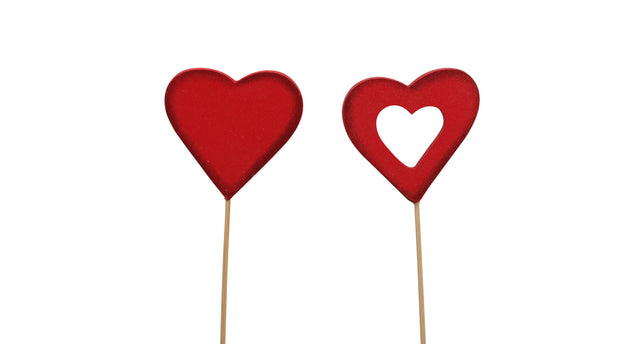 Pb. 24 hearts stick red 50x50 mm