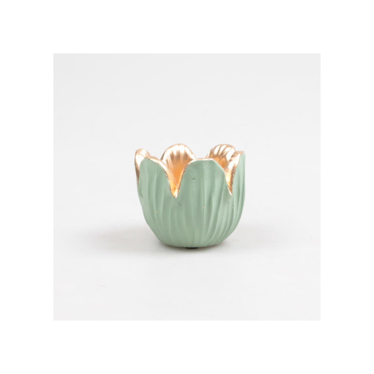 Season inspired decoration waxinelichthouder tulp cement 8.5x6.5 cm groen