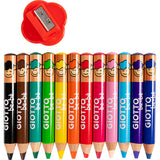 Giotto Buntstifte, L: 10,5 cm, Stärke 13 mm, Mine 6 mm, verschiedene Farben, 12 Stück 1 Box