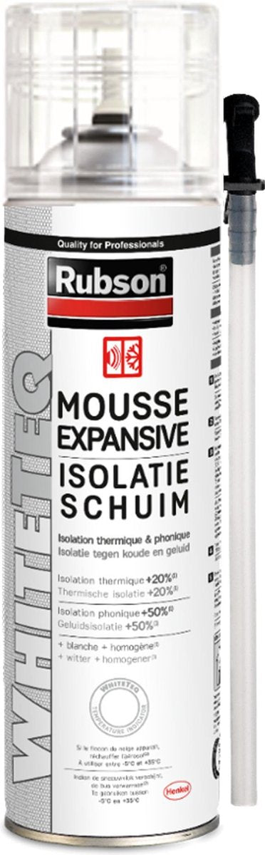 Rubson Whiteteq Isolierschaum 500 ml Dose | starkes und witterungsbeständiges Isoliermaterial | für effiziente Isolierarbeiten | einfach anzuwenden