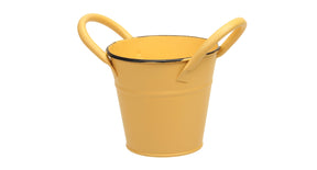 Metal basket w ears yellow ø 11x10 cm