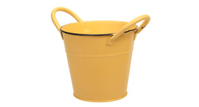Metal basket w ears yellow ø 14x13 cm
