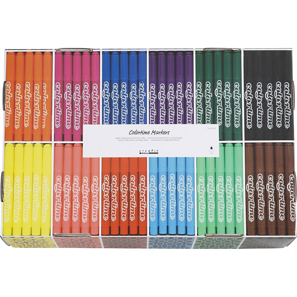 Colortime Großpackung mit 12x24 farbigen Jumbo-Markern