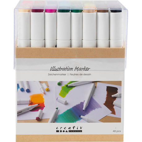 Creativ Company Zeichenstift, Strichstärke 1+8 mm, Standardfarben, 48 Stück 1 Box