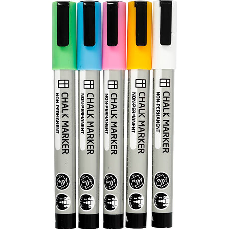 Kreativunternehmen https: www.cchobby.nl Kreidemarker-Liniendicke-1-2-3-mm-starke-Farben-5-Stück-1-Box