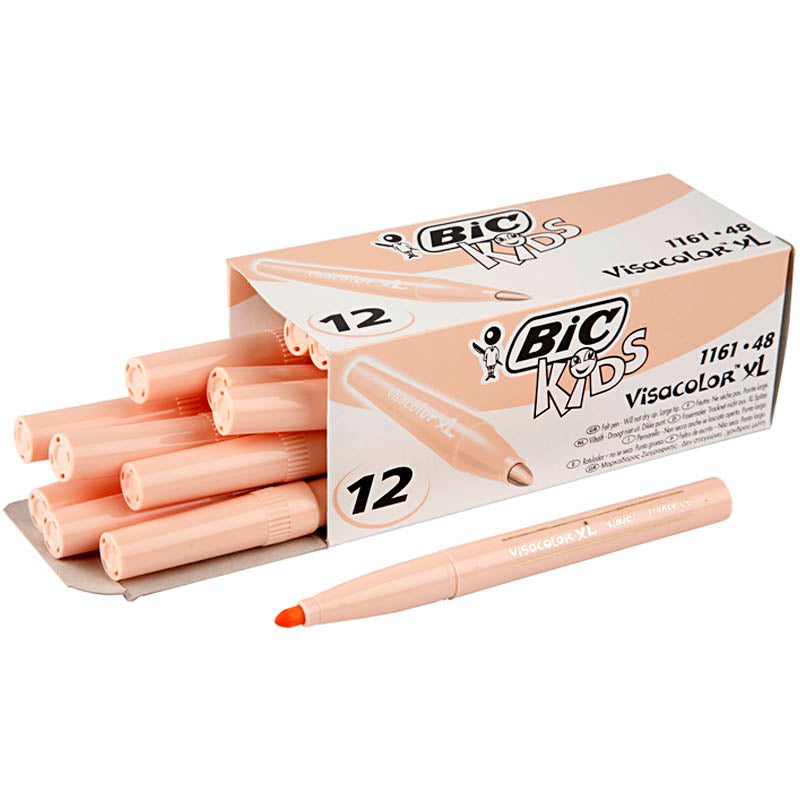 Bic Visa Color Farbmarker, Strichstärke 3 mm, hellbeige, 12 Stück 1 Box