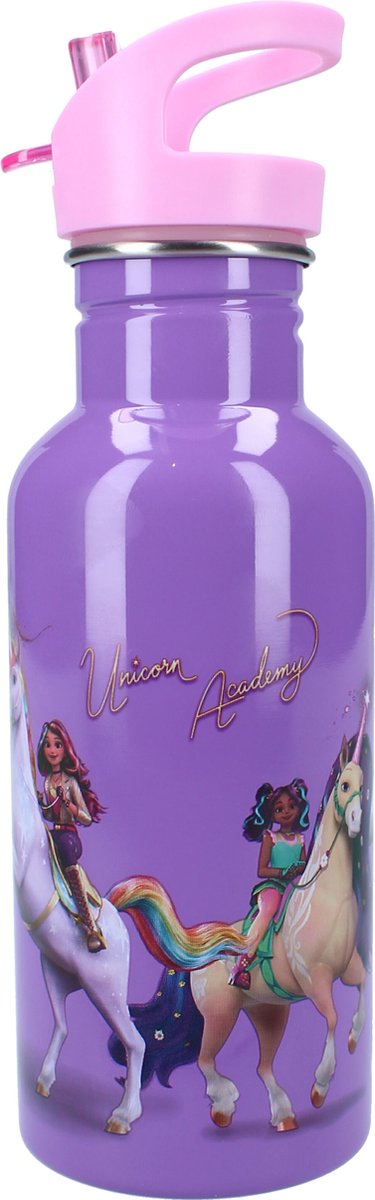Vadobag unicorn academy drinkfles en schoolbeker - paars - stainless steel - 500 ml