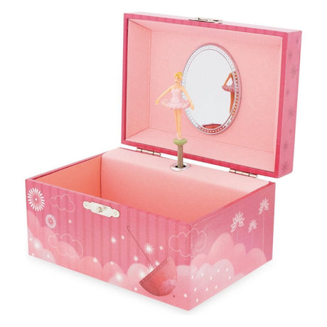 Ulysse-Schmuckkästchen mit Musik und Ballerina-Sonnenschirm in Rosa