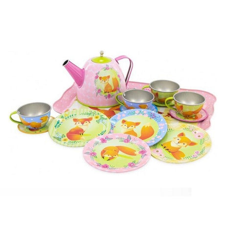 Simply for Kids Teeservice aus Zinn, Fuchs im Koffer, 15-teilig