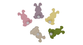 Pb. 36 wooden rabbits sticker 4 ass. 3.5x5 cm