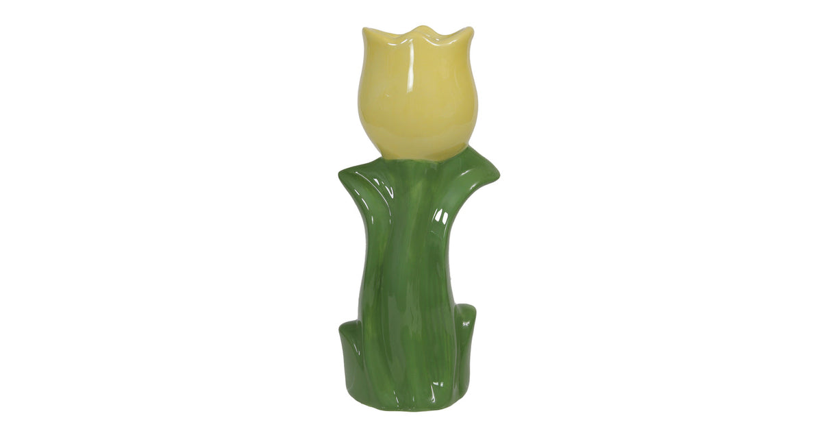 Pc. 1 dolomite tulip vase yellow 20.5 cm