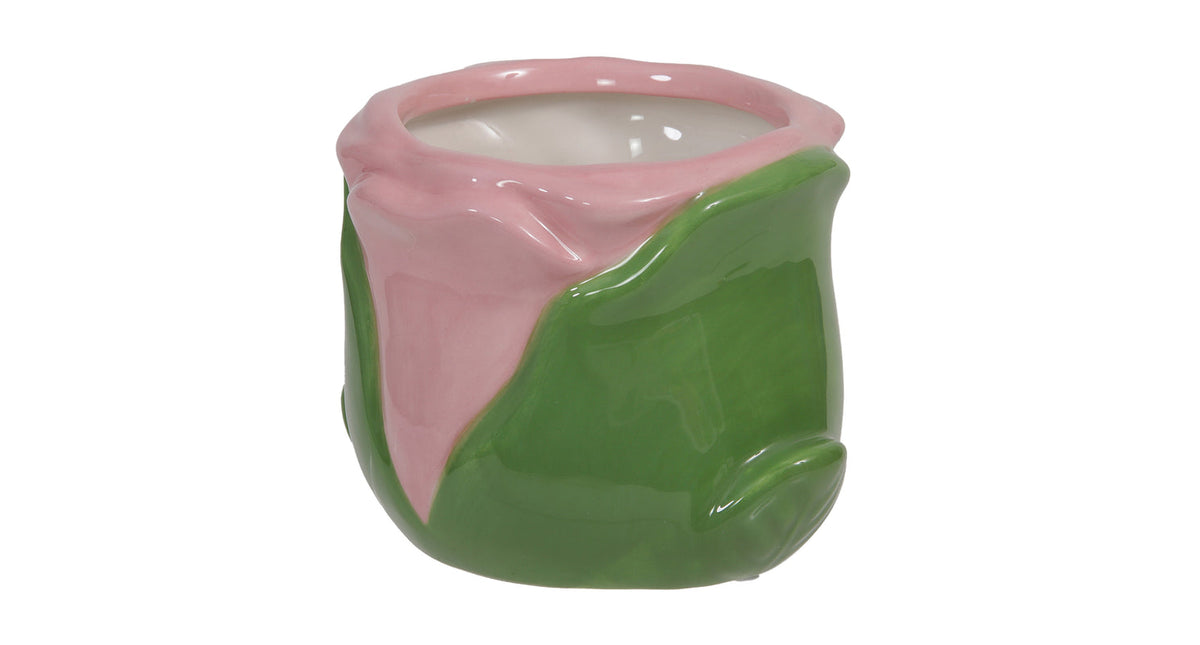 Pc. 1 dolomite flowerpot pink 9x7.5 cm