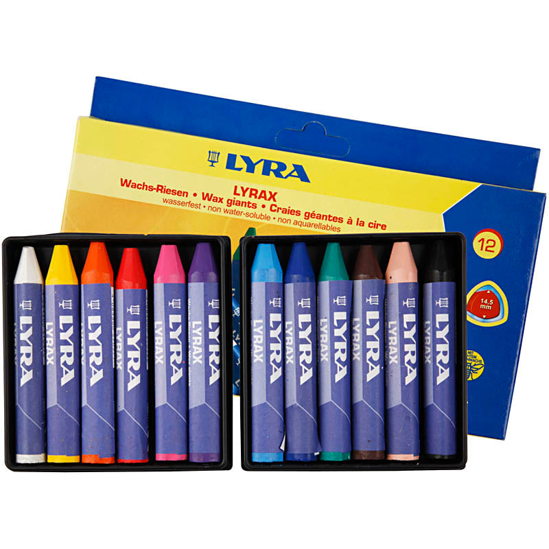 Lyra Wachsmalstifte, L: 9 cm, Stärke 15 mm, 12 Stück 1 Box