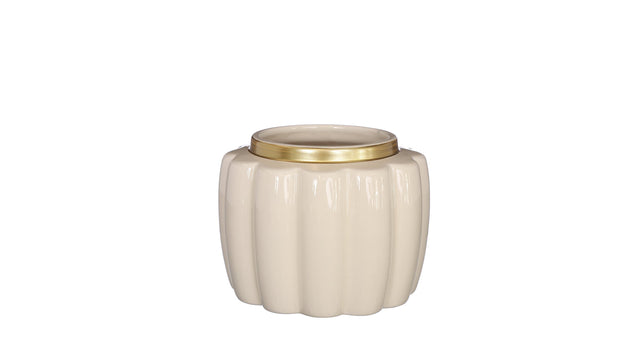 Pouff pot aardewerk ø17,6 h.13,7 cm crème