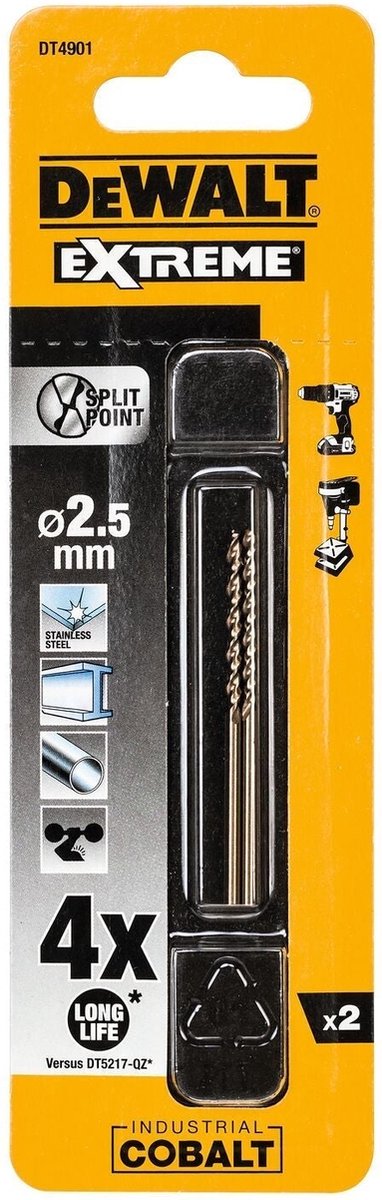 Dewalt Zubehör HSS Industrie-Kobalt-Metallbohrer 2,5 mm – DT4901-QZ