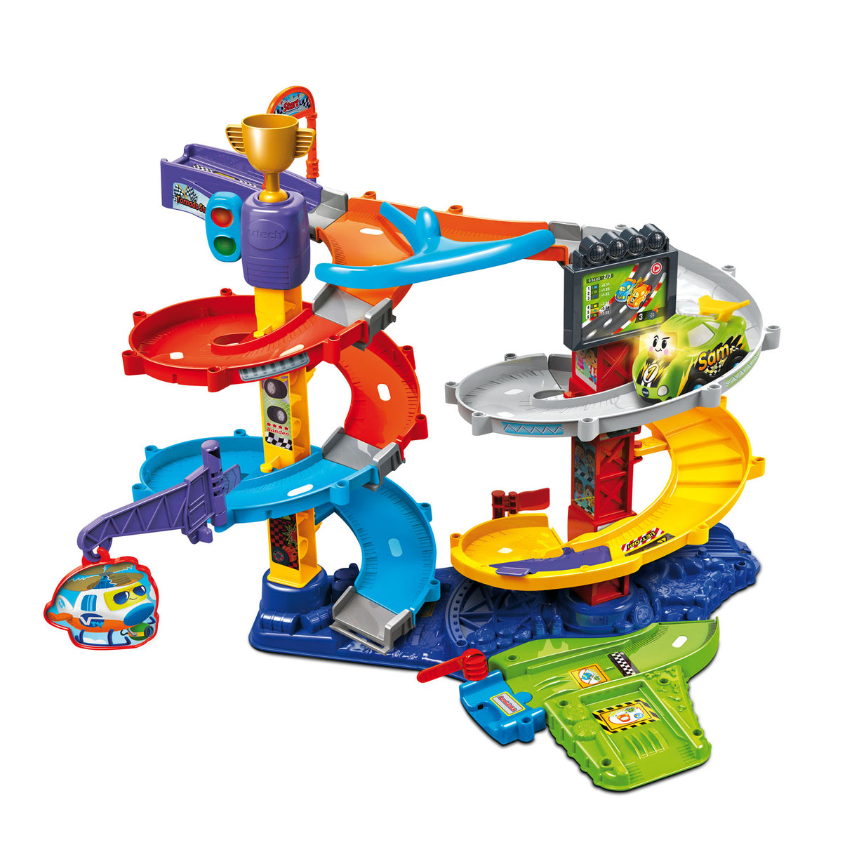 Vtech Toot Toot Cars Tornado Stunt Park – Renn-Toot-Car-Strecke mit Sam-Stunt-Auto – fördert Rollenspiele – Geschenk – 1 bis 5 Jahre