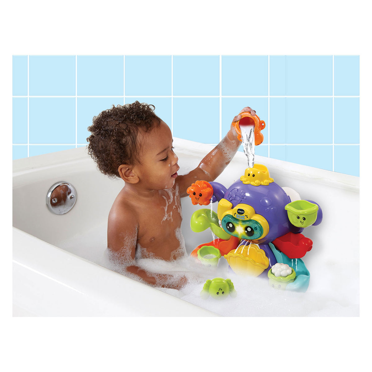 Vtech Splash Fun Badekrake – Badespielzeug – Baby-Badespielzeug – beruhigende Melodien, Lieder – Geschenk – Spielzeug 1 bis 5 Jahre
