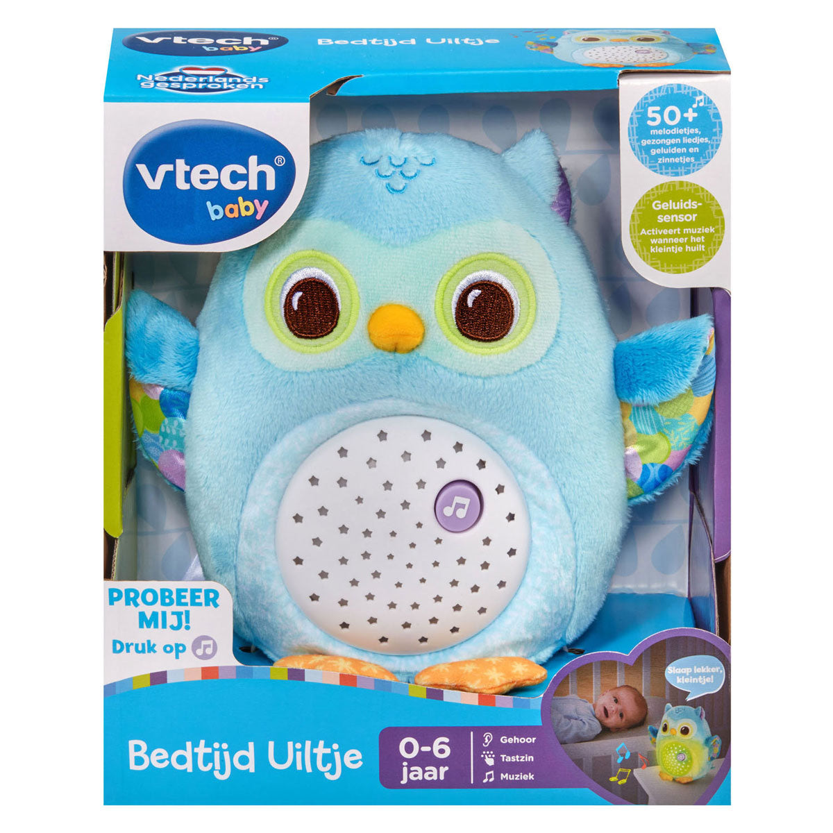 Vtech Gute-Nacht-Eule blau – interaktives Kuscheltier – Musik und Naturgeräusche – von 0 bis 6 Jahren
