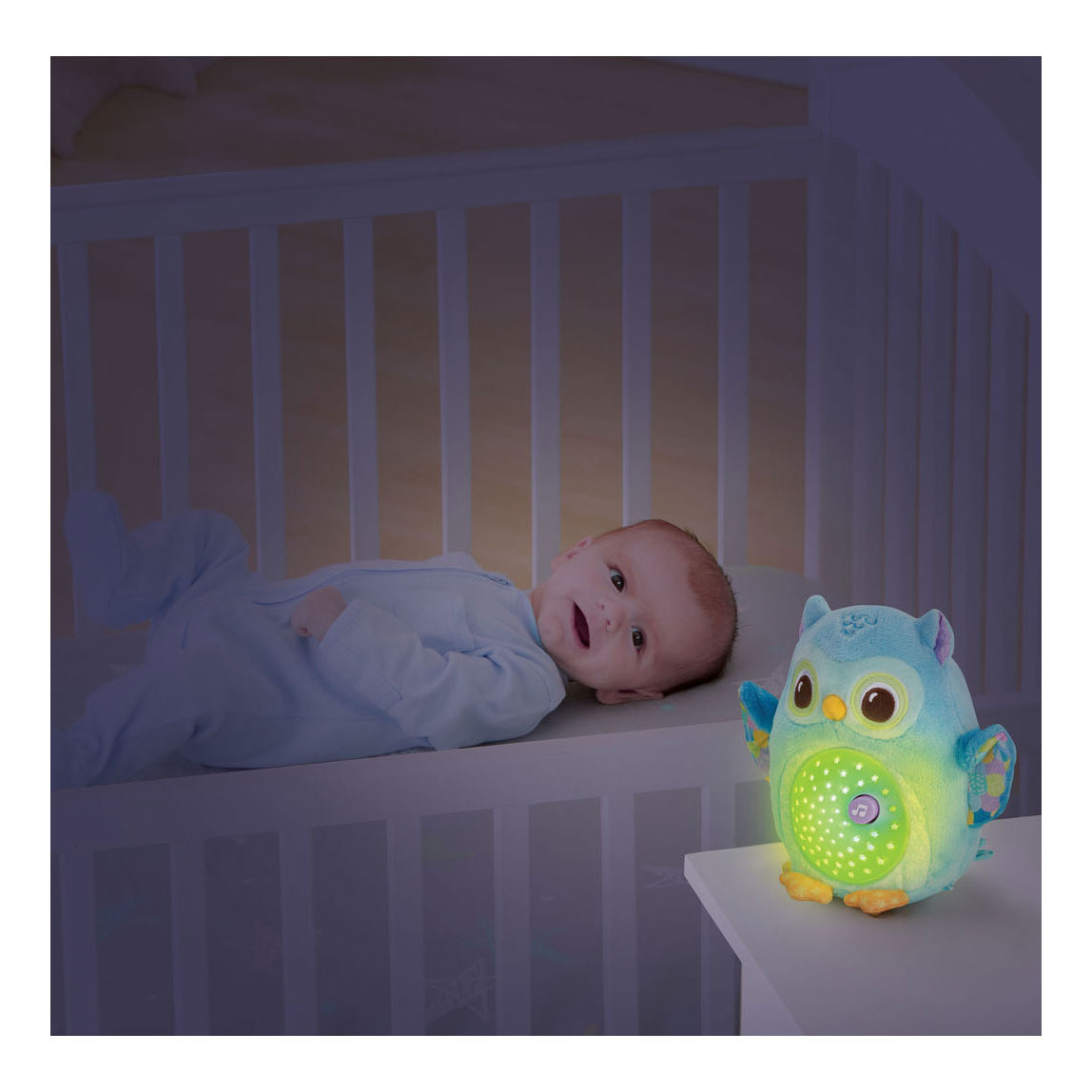Vtech Gute-Nacht-Eule blau – interaktives Kuscheltier – Musik und Naturgeräusche – von 0 bis 6 Jahren