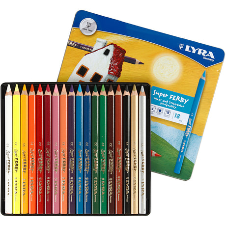 Lyra Super Ferby 1 Buntstifte, L: 18 cm, Mine 6,25 mm, farbig sortiert, 18 Stück 1 Box