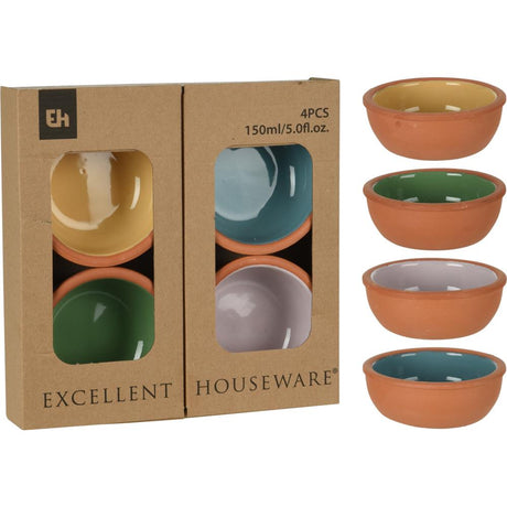 Excellent Houseware Tapasschale aus Terrakotta, 4-teilig