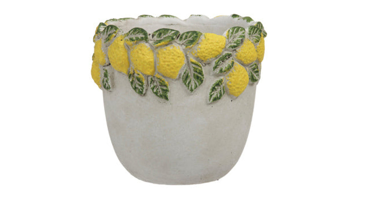 Pc. 1 cement flowerpot lemon yellow ø 13.5x12 cm