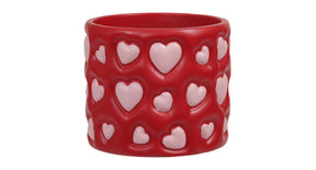 Pc. 1 cement flowerpot heart red pink ø 12.5x10 cm