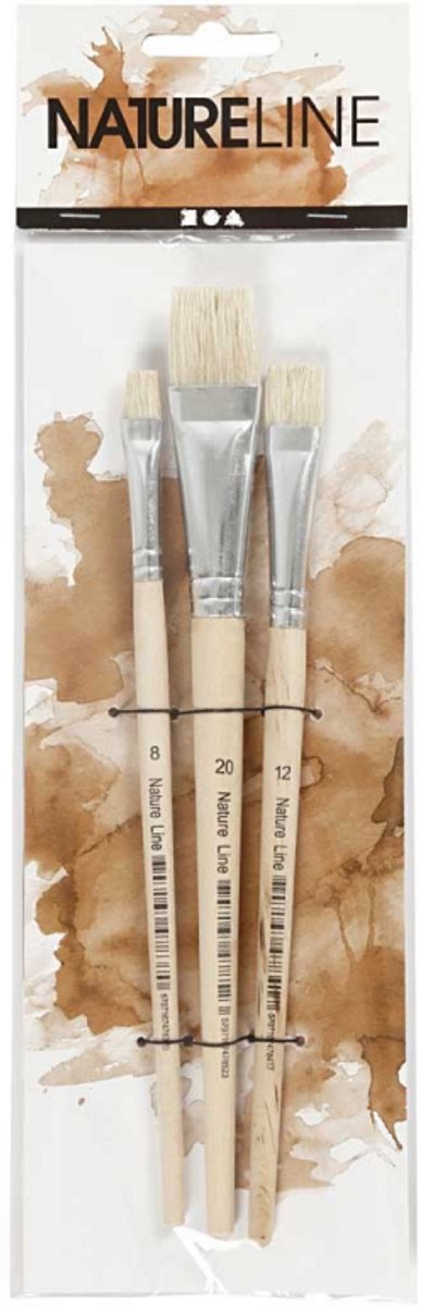 Kreativunternehmen http: www.cchobby.nl nature-line-brushes-size-8-12-20-l-18-5-20-5-cm-b-10-20-mm-flat-3-piece-1-box