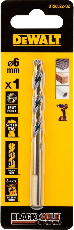 Dewalt dt20522 extreme™ schwarzgoldener Metallbohrer 6 mm