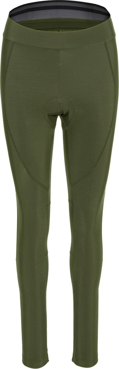 Agu essential - fietsbroek dames - wielrenbroek met zeem - groen - m - comfort heupband - platgestikte naden - siliconen gripper - reflecterend m