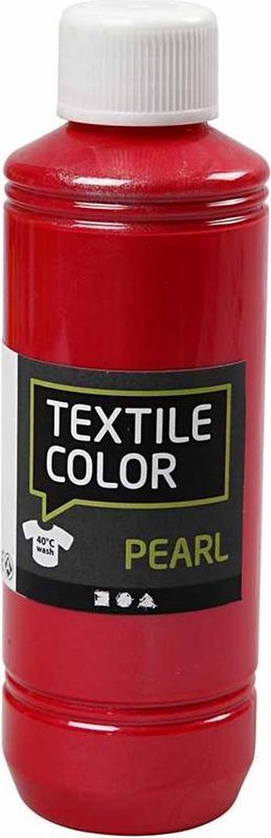 Creotime Textilfarbe, Rot, Perlmutt, 250 ml