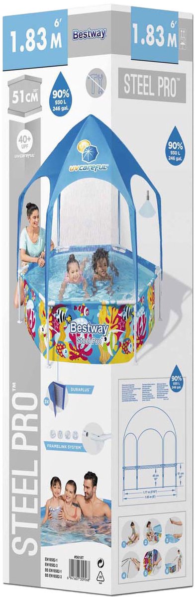 Bestway – Kinderbecken – Stahl – Profi – UV – vorsichtig – oberirdisch – 183 x 51 – cm