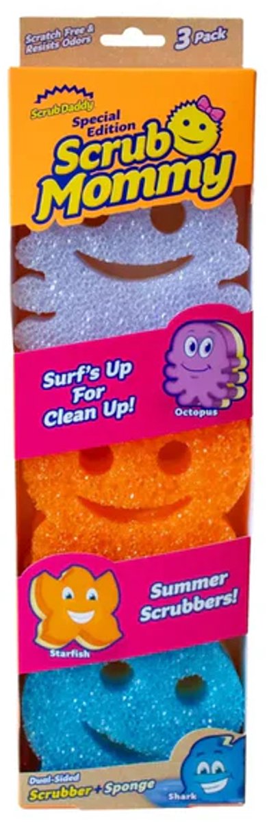 Scrub Daddy Scrub Mommy – Strandfreunde – limitierte Auflage – 3er-Pack – Reinigungsschwamm