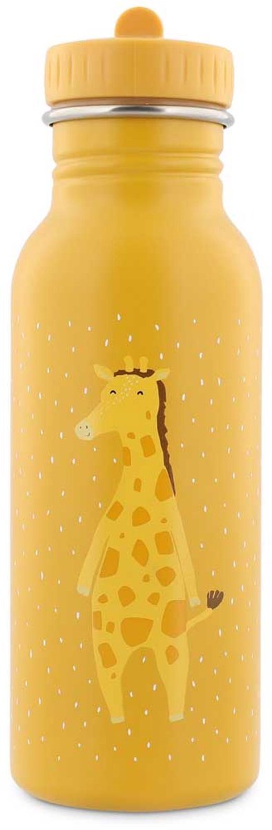 Trixie drinkfles - mr. giraffe - rvs waterfles voor kinderen - 500ml - lekvrije fles - geel - giraffe