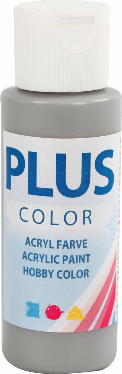 Plus Color Acrylfarbe – graue Farbe – Acrylfarbe – Acrylfarbe – Hobbyfarbe – schnell trocknende Farbe – deckende Farbe – Farbe auf Wasserbasis – hochwertige Dekorationsfarbe – Regengrau – Farbe – 60 ml