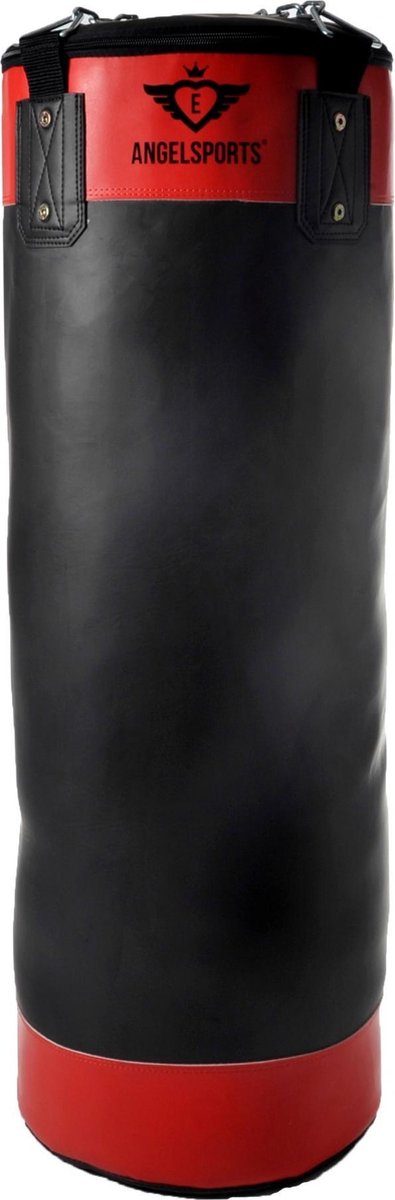 Engelhart Boxsack 20 kg PVC-Leder rot schwarz – Kinder-Boxsack – inklusive Aufhängekette – Trainings-Boxsack für den Freizeitgebrauch – 80 cm –