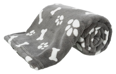 Trixie Hundedecke Kenny Fleece Knochenpfoten grau